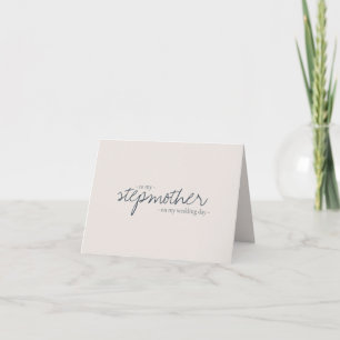 Navy Calligraphy Beige Wedding Minimal Stepmother Card