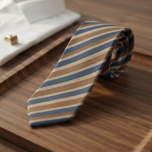 Navy Camel Coastal Repp Stripe Neck Tie