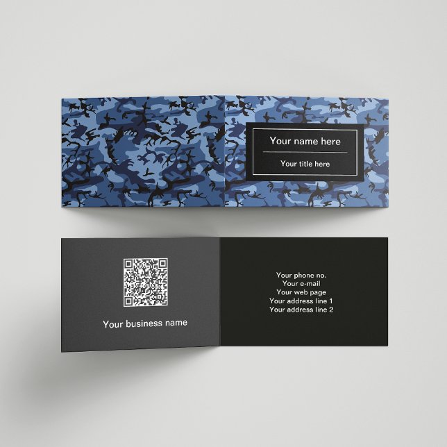 Navy Camo, Blue Camouflage, Military, Army Business Card (Creator Uploaded)