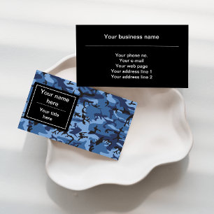 Navy Camo, Blue Camouflage, Military, Army Business Card