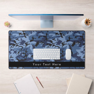 Navy Camo, Blue Camouflage, Military, Army Desk Mat