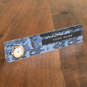 Navy Camo, Blue Camouflage, Military, Army Desk Name Plate