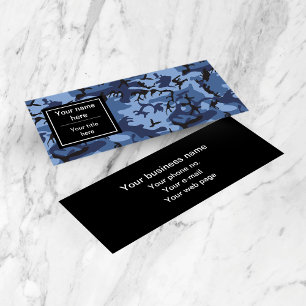 Navy Camo, Blue Camouflage, Military, Army Mini Business Card