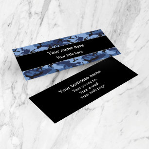 Navy Camo, Blue Camouflage, Military, Army Mini Business Card