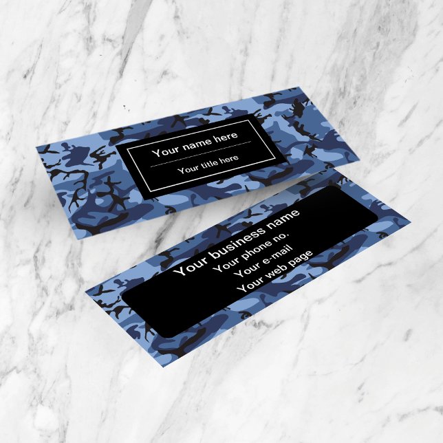 Navy Camo, Blue Camouflage, Military, Army Mini Business Card (Creator Uploaded)