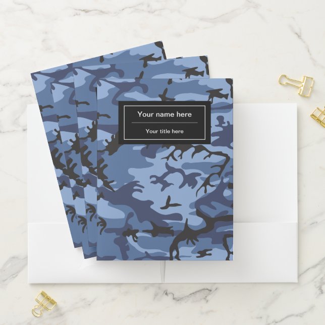 Navy Camo, Blue Camouflage, Military, Army Pocket Folder (In Situ)