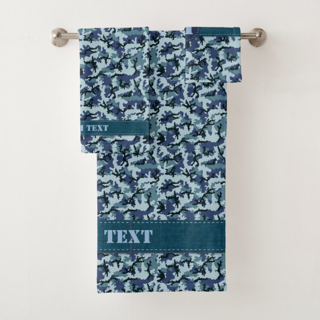 Navy Camouflage Bath Towel Set (Insitu)