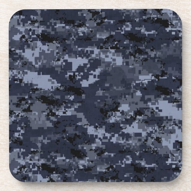 Navy Camouflage Beverage Drink Coaster (Front)
