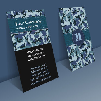 Navy Camouflage Business Card by shortmyths at Zazzle