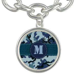 Navy camouflage charm bracelet