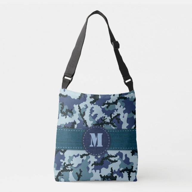 Navy camouflage crossbody bag (Front)