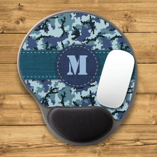 Navy camouflage gel mouse pad