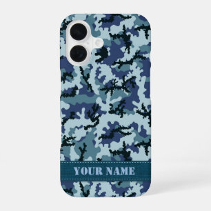 Navy Camouflage iPhone 16 Case