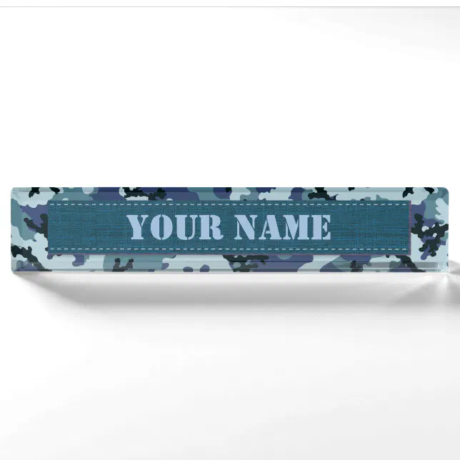 Navy camouflage nameplate | Zazzle