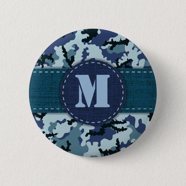 Navy camouflage pinback button (Front)