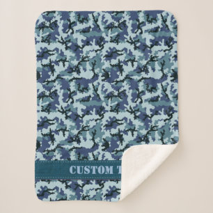 Navy Camouflage Sherpa Blanket
