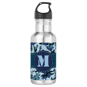 Navy camouflage stainless steel water bottle