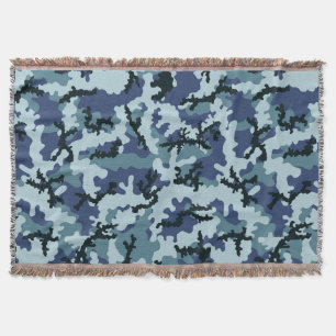 Navy camouflage throw blanket