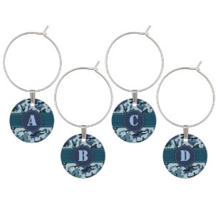 Navy camouflage wine charm