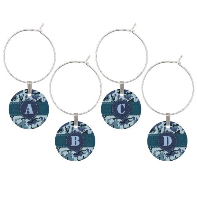Navy camouflage wine charm (Staggered)
