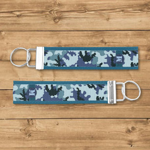 Navy camouflage wrist keychain
