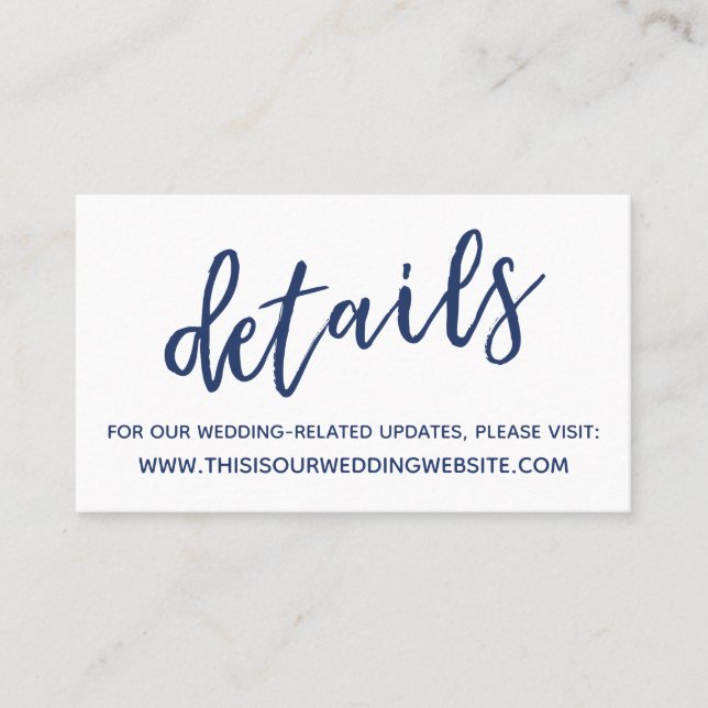 Navy Casual Wedding Details Enclosure Card (Front)