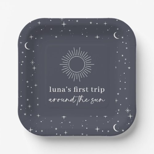 Navy Celestial First Trip Around The Sun Paper Plates