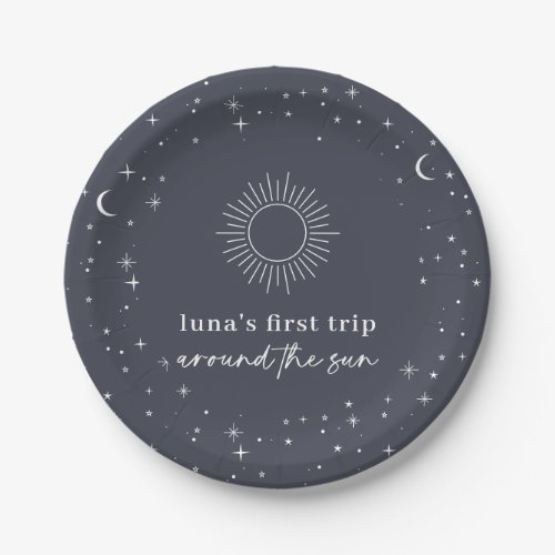 Navy Celestial First Trip Around The Sun Paper Plates