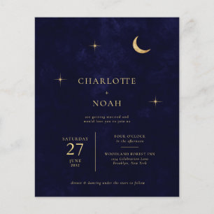 Navy Celestial Gold Moon Stars Photo QR Wedding