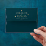Navy Celestial Gold Stars Moon Astronomy Wedding Envelope<br><div class="desc">Navy Celestial Gold Stars Moon Astronomy Wedding</div>