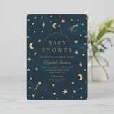 Celestial Navy Starry Night Moon Baby Shower Invitation