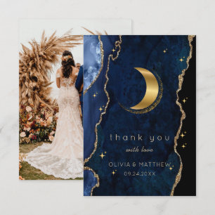 Navy Celestial Gold Wedding Thank You Card