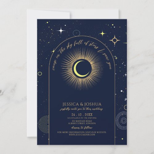 Navy Celestial Navy Arch Astrological Quote  Invitation