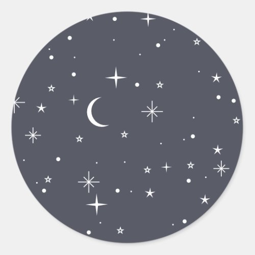 Navy Celestial Pattern Classic Round Sticker