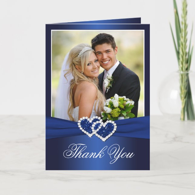 Navy Celtic Love Knot Photo Thank You Card (Front)