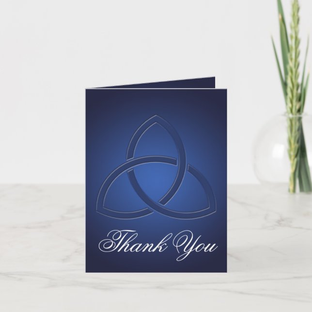 Navy Celtic Love Knot Thank You Note Card (Front)