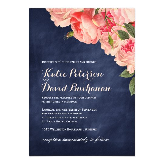 Navy Chalkboard Wedding Invitation | Zazzle.com