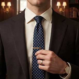 Navy & Champagne Classic Dot Neck Tie
