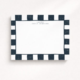 Navy Checker Note Card