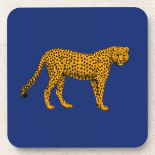 Navy Cheetah Beverage Coaster