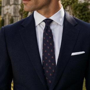 Navy Cherry Neck Tie