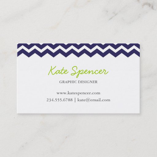 Customizable Navy Chevron and Polka Dot Business Cards