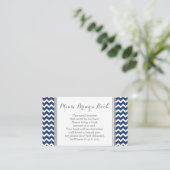 Navy Chevron Baby Shower Book Request Card (Standing Front)