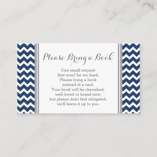 Navy Chevron Baby Shower Book Request Card