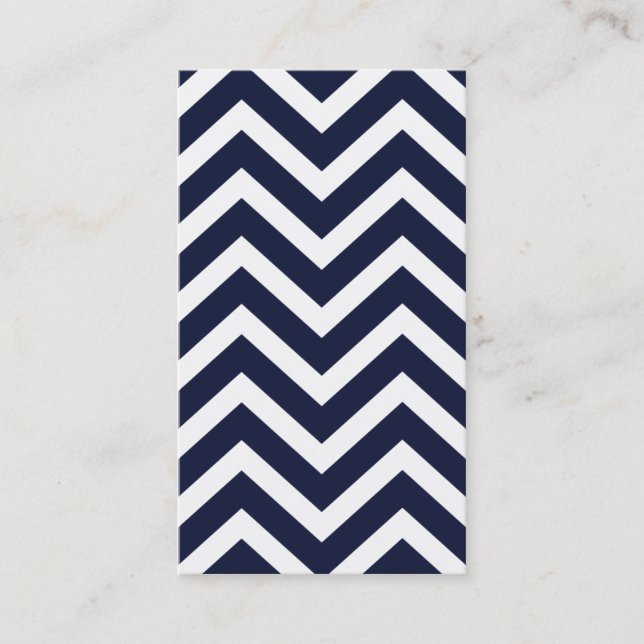 Navy Chevron Striped Simple Plain Business Card (Front)