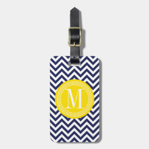 Navy Chevron Zigzag Personalized Monogram Luggage Tag