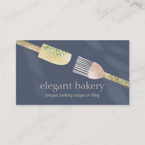 Navy Chic Pastry Spoon Spatula Chef Bake Business Card