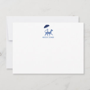 Navy Chinoiserie Cheetah Flat Note Card
