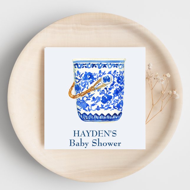 Navy Chinoiserie Ice Bucket Personalized Napkin (Creator Uploaded)