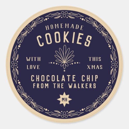 Navy Chocolate Cookie Christmas DIY gift label 
